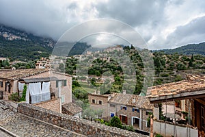 Historic center of town of Deia, Balearic Islands Mallorca Spain