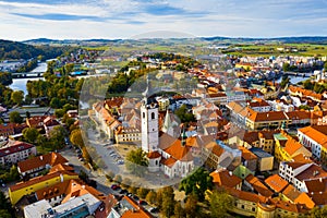 Historic center of Pisek with Church