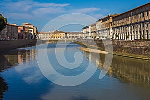 Historic center of Senigallia city and the river Misa photo