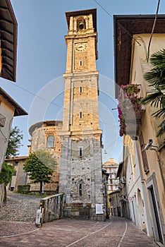 Historic center, Somma Lombardo, Italy. Basilica Sant`Agnese 1665 AD