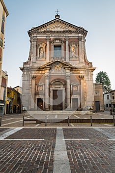 Historic center, Somma Lombardo, Italy. Basilica Sant`Agnese 1665 AD