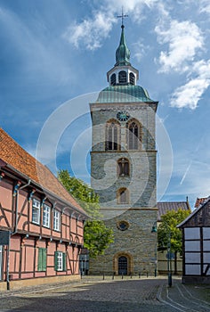 Historic centre of Wiedenbrueck with the Church of St. Aegidius, Rheda-Wiedenbrueck