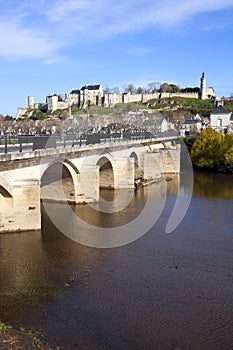 Historic Chinon in spring sunshine, France