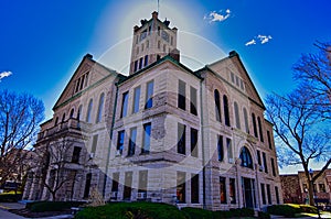 Historic Christian County Courthouse IL corner view