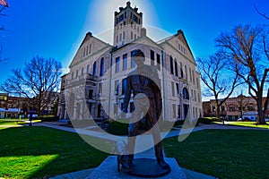 Historic Christian County Courthouse IL Lincoln Herding a swine