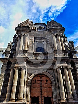 Historic church of baroque architecture of the Spanish Conquest in Latin America in the day.