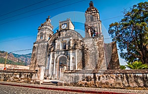 Historic church in city of Tepoztlan in Mexico