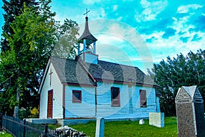 Historic church on a hill. Mirror,Alberta,Canada