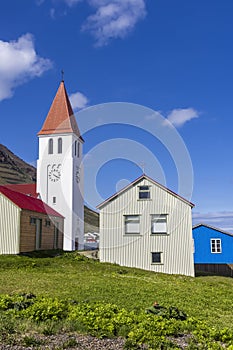 Historic church in SiglufjÃ¶rÃ°ur village in Iceland