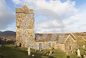 Historic Church of St Clements at Rodel on the Isle of Harris in Scotland.