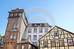 Historic city bensheim in hesse germany with whine vineyards