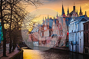 Historic city center of Brugge, Flanders, Belgium