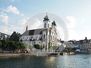 Historic city center of Lucerne. Swiss landmark - May 28, 2017 : Lucerne During the high season of Switzerland, so many tourists