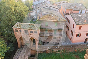 Historic city center of Vignola, Italy.