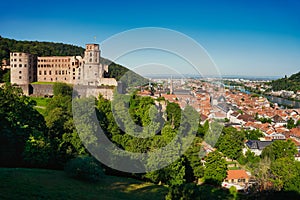 The historic city of Heidelberg with the castle and river Neckar. Germany