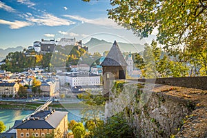 Historic city of Salzburg in fall, Austria