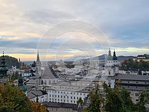 Historic city of Salzburg in fall, Austria