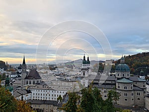 Historic city of Salzburg in fall, Austria