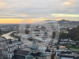 Historic city of Salzburg in fall, Austria