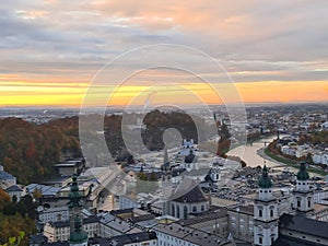 Historic city of Salzburg in fall, Austria