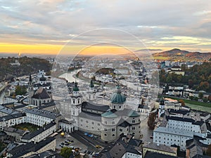 Historic city of Salzburg in fall, Austria