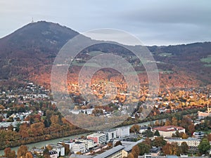 Historic city of Salzburg in fall, Austria