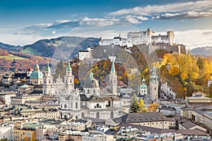 Historic city of Salzburg in fall, Austria photo