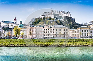 Historic city of Salzburg with Festung Hohensalzburg, Austria