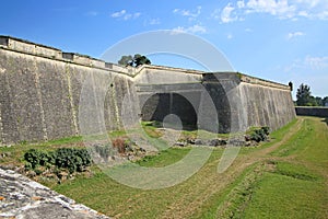 Historic city walls around the moat and fortifications to the citadel of Blaye, Gironde, Nouvelle- Aquitaine, France. photo