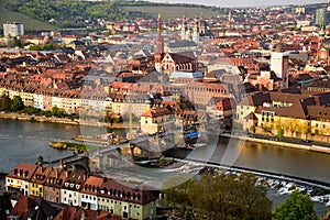 Historic city of Wurzburg with bridge Alte Mainbrucke, Germany. photo