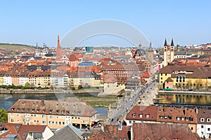 Historic city of Wurzburg with bridge Alte Mainbrucke, Germany photo
