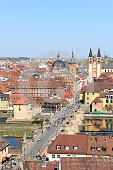 Historic city of Wurzburg with bridge Alte Mainbrucke, Germany photo