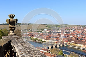 Historic city of Wurzburg with bridge Alte Mainbrucke, Germany photo