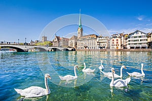 Historic city of Zurich with river Limmat, Switzerland