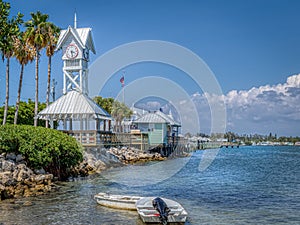 Historic clock tower Bradenton Beach pier on Anna Maria Island, Florida