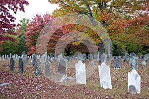 Historic Colonial Cemetery with Autumn Foliage photo