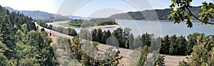 Historic Columbia River Highway in Oregon, USA. Panoramic aerial view