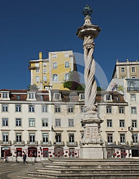 Historic column at the Municipio square in Lisbon - Portugal photo