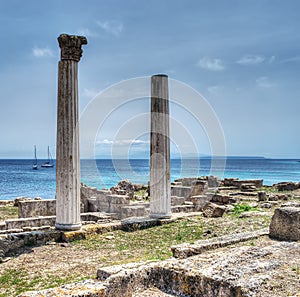 Historic columns in Tharros,
