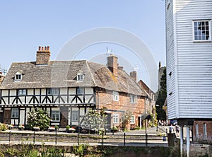 Historic cottages in Tewkesbury, Gloucestershire, UK