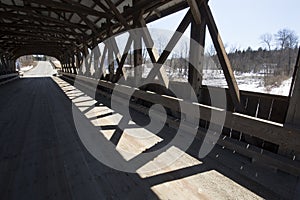 Historic covered bridge in Lancaster, New Hampshire