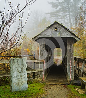 A historic covered footbridge in Vermont