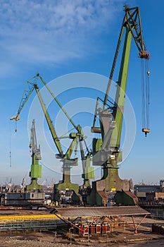 Historic cranes in Gdansk Shipyard