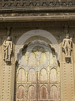 Historic Decorated Door Maheshwar Ghat India