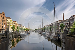 The historic Delfshaven, harbour port and the Pilgrim Fathers of Rotterdam, The Netherlands