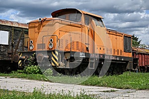 Historic diesel freight train transport theme