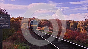 Historic Diesel Locomotive Approaches Camera on a Rural British Railway