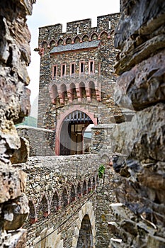 Historic Drawbridge at the Reichenstein Castle in Trechtingshausen, on the Rhine River in Germany