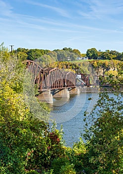 Historic rail bridge between Dubuque Iowa and East Dubuque Illinois