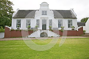 Historic Dutch Cape Architecture at Stellenbosch wine region, outside of Cape Town, South Africa